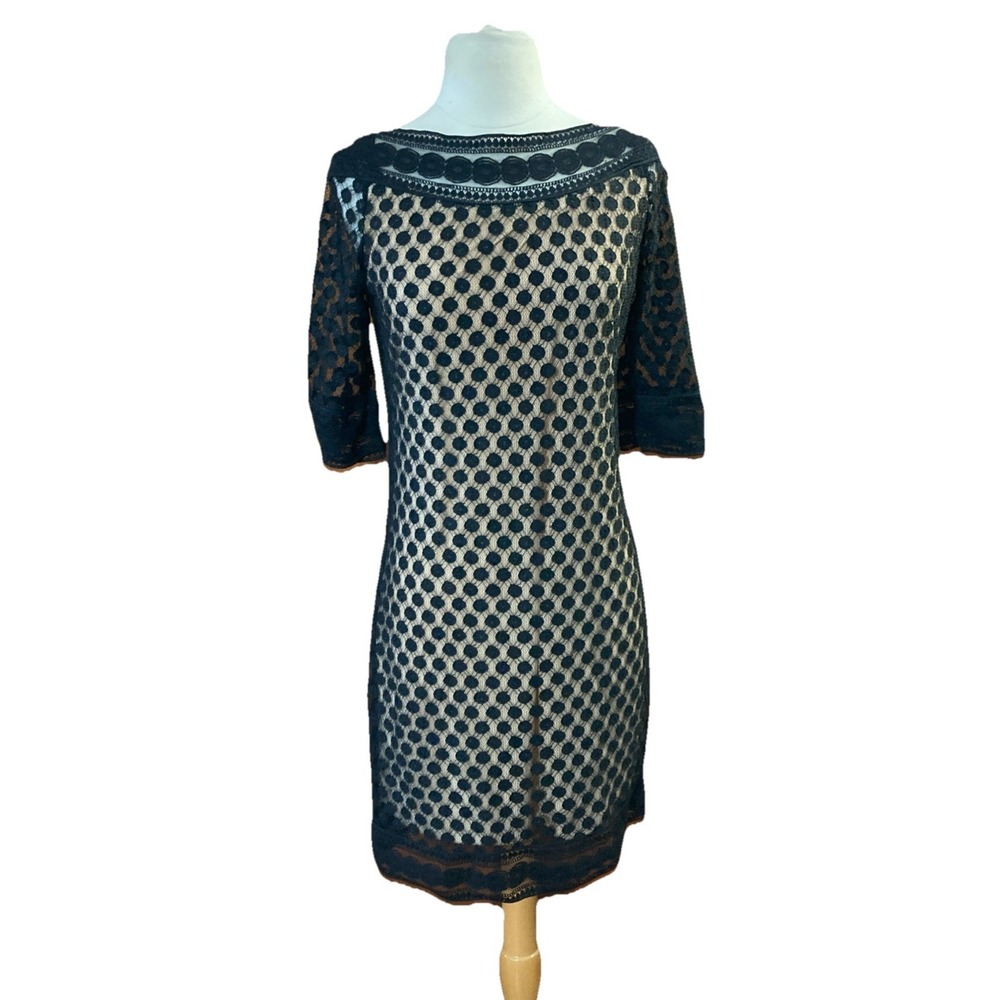 M.S.S.P Max Studio Specialty Products Dress Sz M Vtg 90s New Black Nude Body Con